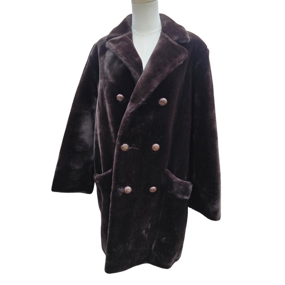 Russell Taylor Flipper vintage 80 Faux Fur Double Breasted Coat Luxury Glam‎ - Picture 4 of 14